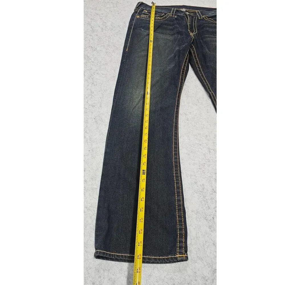 True Religion Men's Dark Wash Contrast Stitch Jeans Size 34 USA Made